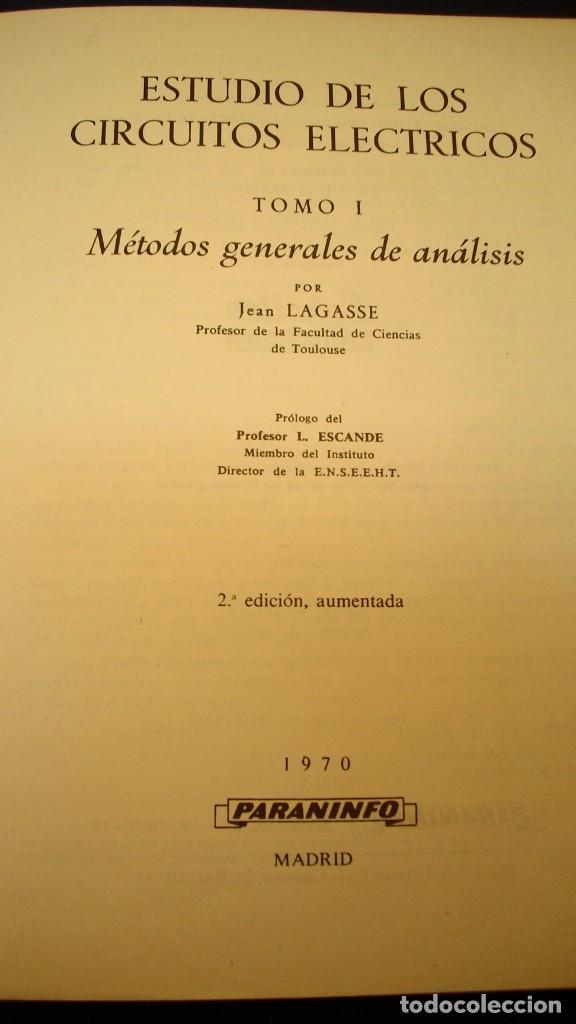 Libros de segunda mano de ciencias: Estudio de los Circuitos El&eacute;ctricos J. Lagasse Tomo 1 - Foto 2