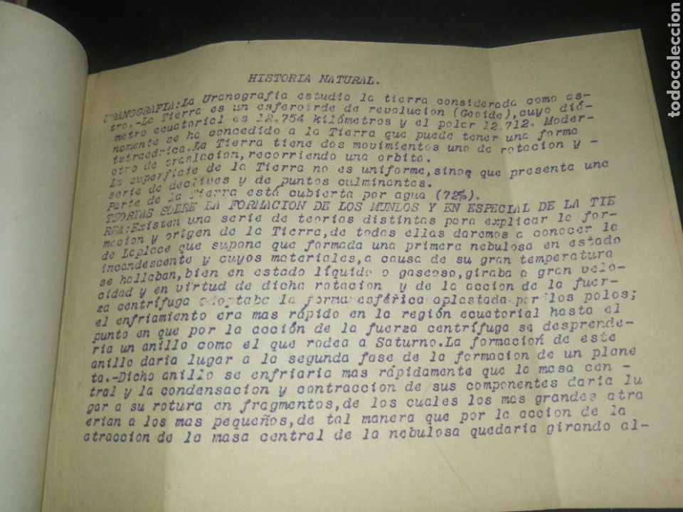 Libros de segunda mano: HISTORIA NATURAL,ANTIGUO LIBRO DE APUNTES, MECANOGRAFIADOS Y ENCUADERNADOS