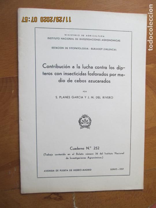 Second hand books: CONTRIBUCION A LA LUCHA CONTRA LOS DIPTEROS CON INSECTICIDAS FOSFORADOS POR MEDIO DE CEBOS AZUCARADO