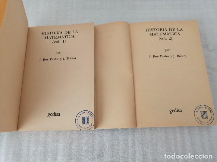 Libros de segunda mano de ciencias: Historia de la matem&aacute;tica - 2 vol&uacute;menes - Foto 3