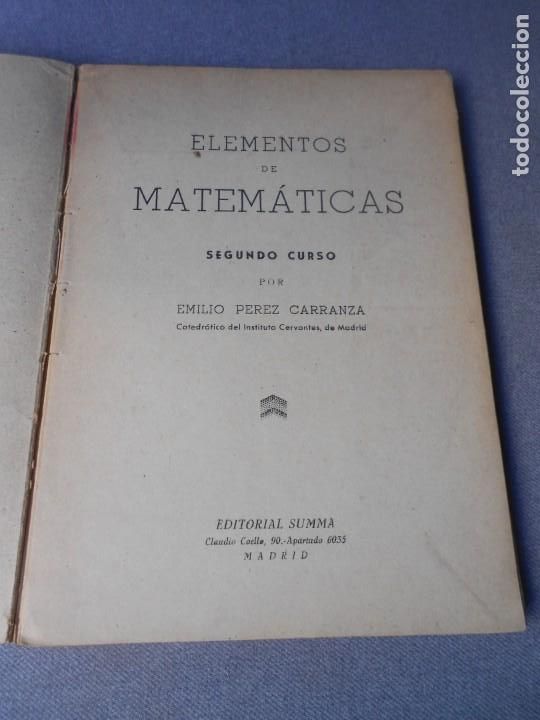Libros de segunda mano de ciencias: ELEMENTOS DE MATEMATICAS. - Foto 2