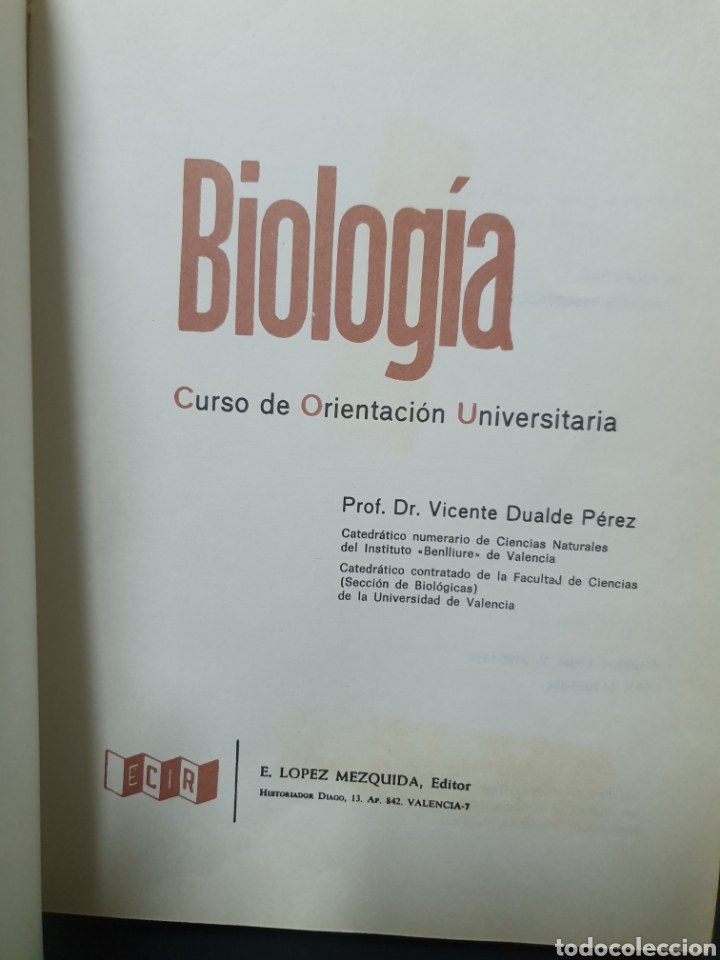 Libros de segunda mano: BIOLOGIA. V. DUALDE. ECIR 1974. - Foto 2