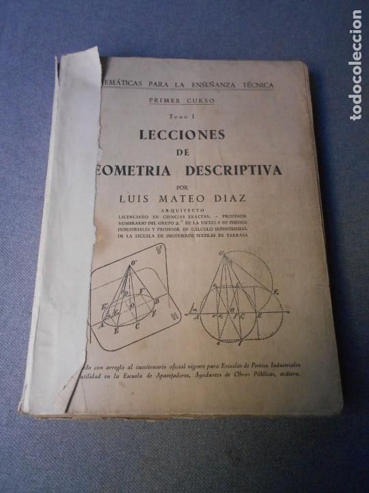 Libros de segunda mano de ciencias: LECCIONES DE GEOMETRIA DESCRIPTIVA - Foto 1