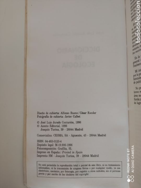 Libros de segunda mano: Diccionario de Ecolog&iacute;a Jos&eacute; Luis Centuri&oacute;n - Foto 3