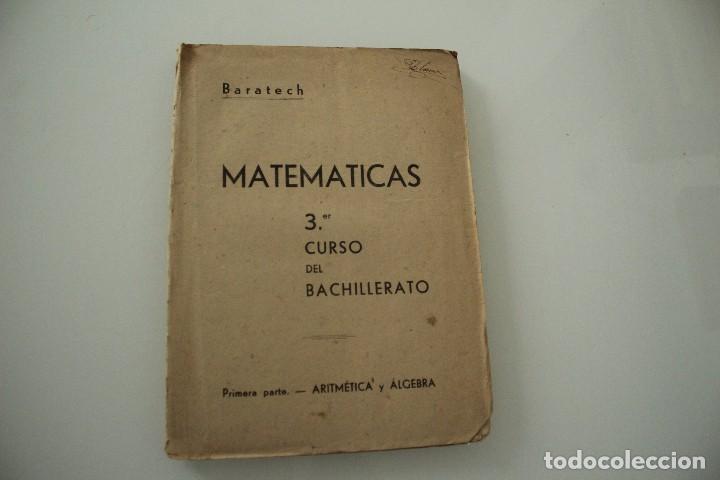 Libros de segunda mano de ciencias: MATEM&Aacute;TICAS TERCER CURSO DE BACHILLERATO 1941 - Foto 1
