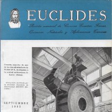 Libros de segunda mano de Ciencias: EUCLIDES REVISTA CIENCIAS EXACTAS FISICO-QUIMICAS NATURALES Nº 139 SEPTIEMBRE 1952 MOLDENKE