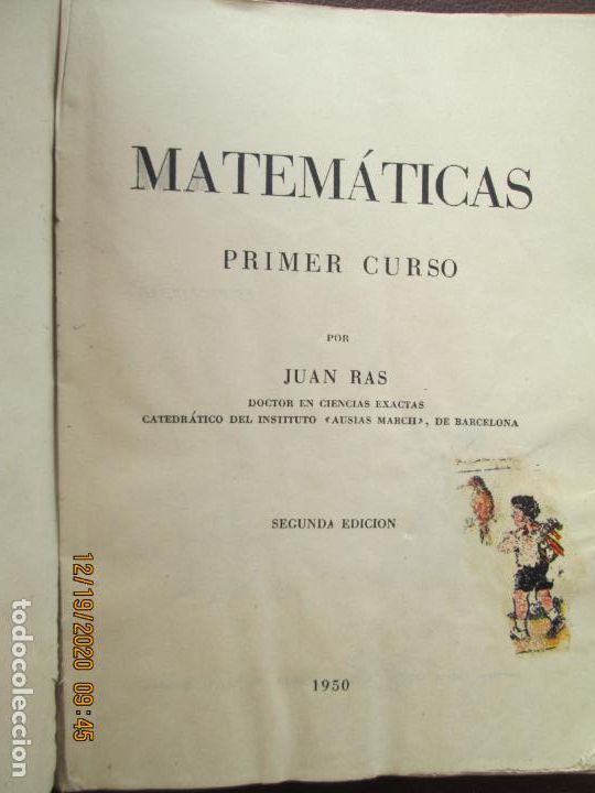Libros de segunda mano de ciencias: MATEM&Aacute;TICAS PRIMER CURSO - JUAN RAS - 2&ordf; EDICI&Oacute;N 1950. - Foto 2