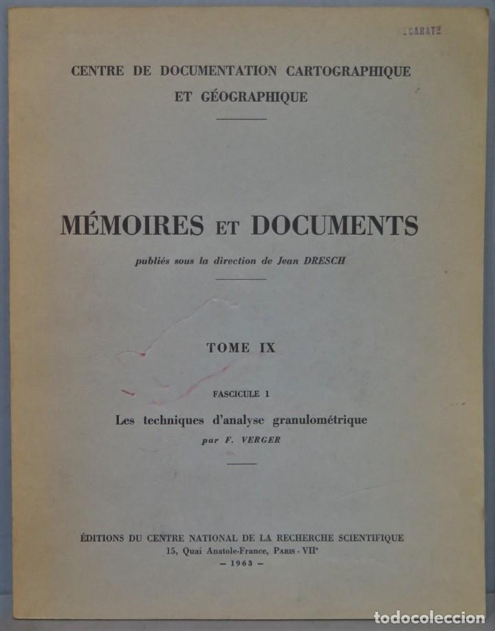 Libros de segunda mano: LES TECHNIQUES D&acute;ANALYSE GRANULOMETRIQUE. VERGER - Foto 1
