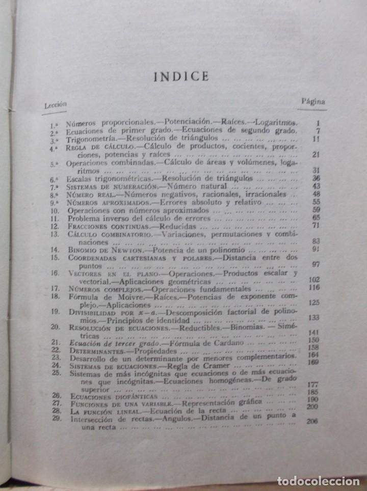 Libros de segunda mano de ciencias: COMPLEMENTOS DE MATEMATICAS - PRIMER CURSO - DE THOMAS Y RIOS - 1953 - Foto 3