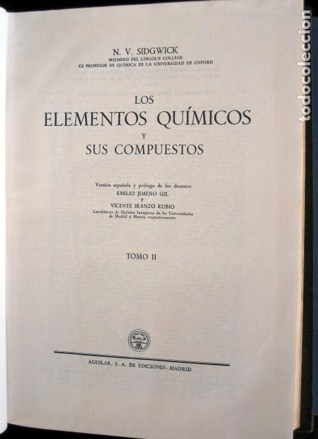 Libros de segunda mano de ciencias: Los elementos qu&iacute;micos y sus compuestos. N.V. Sidgwick. 2 Tomos - Foto 5