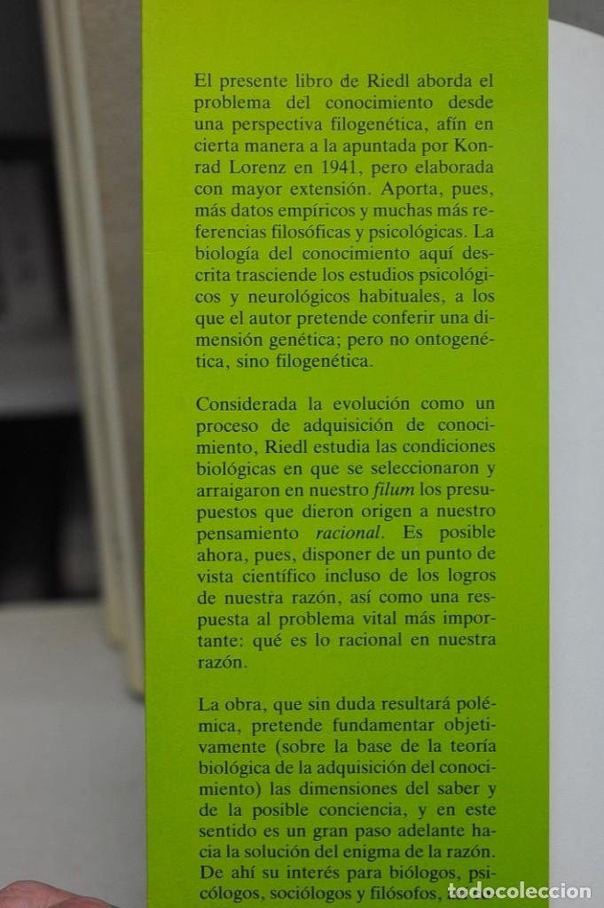 Libros de segunda mano: Biolog&iacute;a del conocimiento. Los fundamentos de la raz&oacute;n. Rupert Riedl - Foto 2
