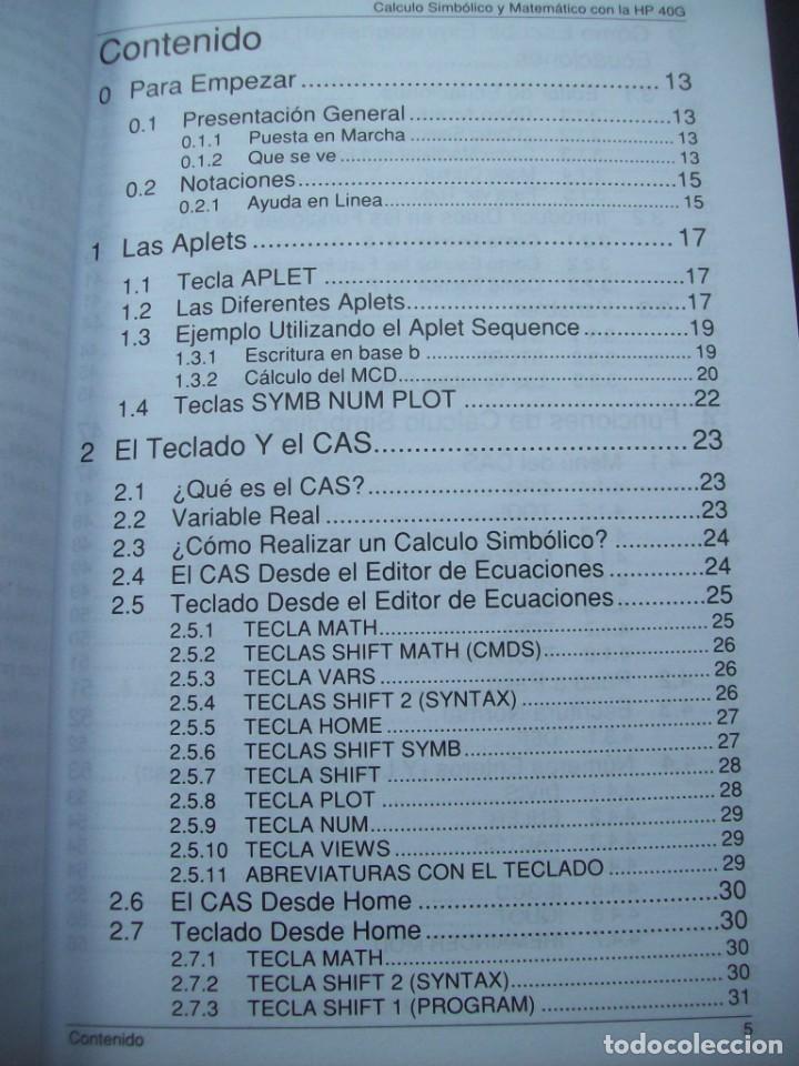 Libros de segunda mano de ciencias: C&Aacute;LCULO DE F&Oacute;RMULAS Y MATEM&Aacute;TICAS CON LA CALCULADORA HP40G - Foto 3