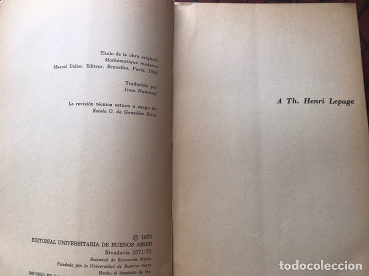 Libros de segunda mano de ciencias: Matem&aacute;tica moderna II. Papy. Editorial universitaria de Buenos Aires - Foto 5