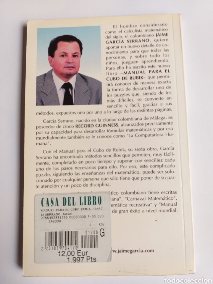 Libros de segunda mano de ciencias: Manual para el cubo Rubik Jaime Garc&iacute;a Serrano .. matenumeros - Foto 5
