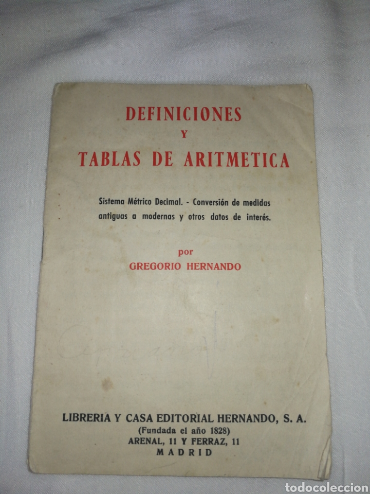 Libros de segunda mano de ciencias: TABLAS Y DEFINICIONES ARITM&Eacute;TICA. 1969 - Foto 1