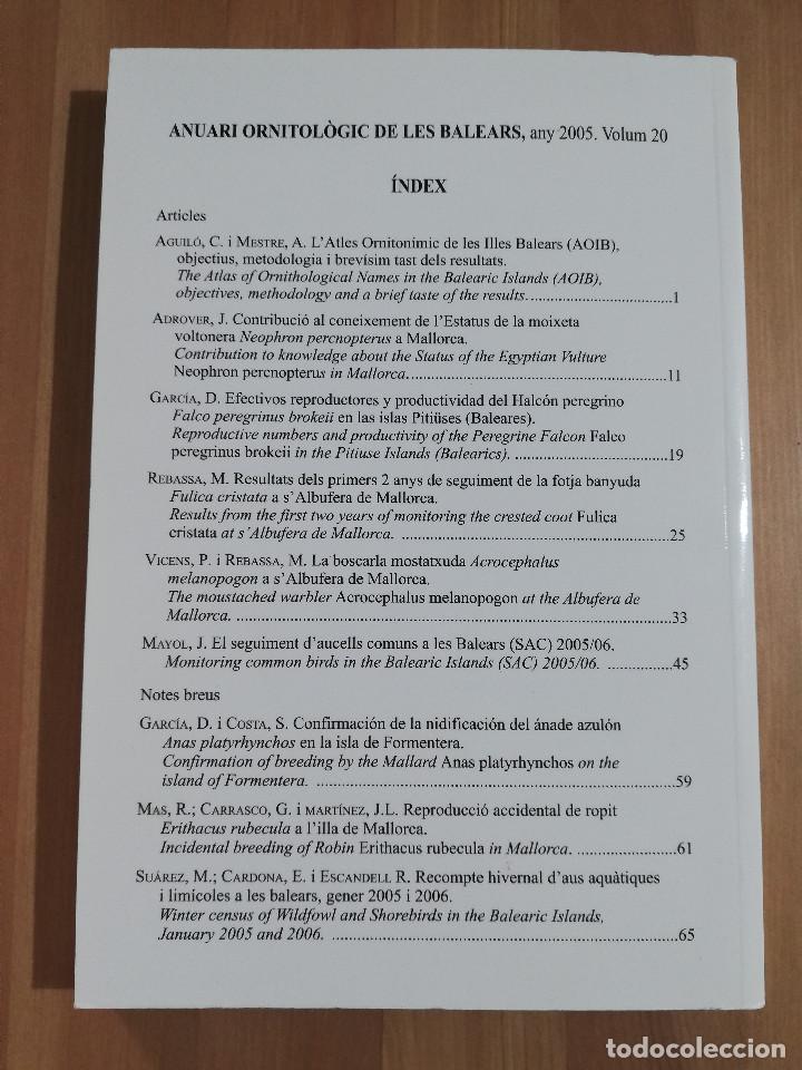 Libros de segunda mano: ANUARI ORNITOL&Ograve;GIC DE LES BALEARS. VOLUM 20 (2005) - Foto 8