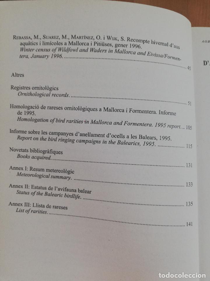 Libros de segunda mano: ANUARI ORNITOL&Ograve;GIC DE LES BALEARS. VOLUM 10 (1995) - Foto 3