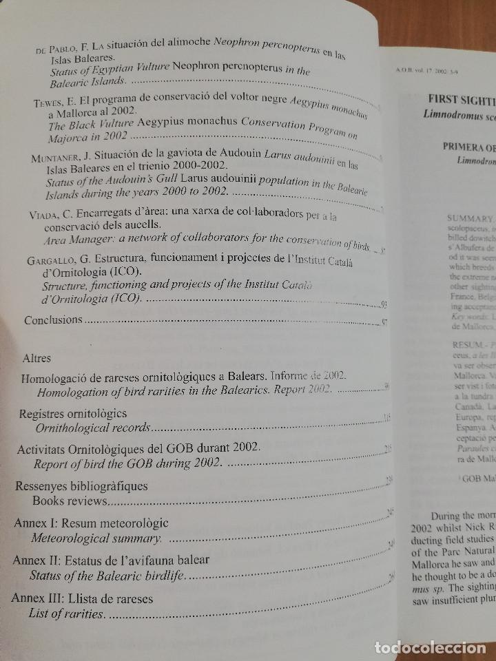 Libros de segunda mano: ANUARI ORNITOL&Ograve;GIC DE LES BALEARS. VOLUM 17 (2002) - Foto 3