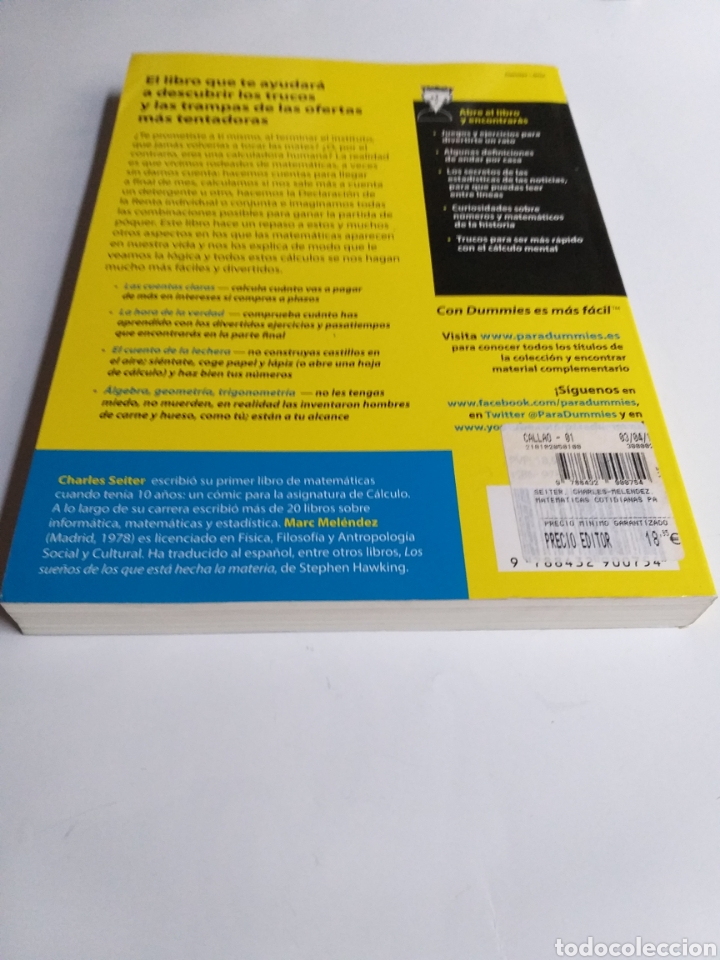 Libros de segunda mano de ciencias: Matem&aacute;ticas cotidianas para dummies Charles seiter . . . Temas matem&aacute;ticas - Foto 6