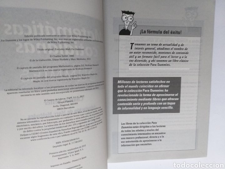 Libros de segunda mano de ciencias: Matem&aacute;ticas cotidianas para dummies Charles seiter . . . Temas matem&aacute;ticas - Foto 9