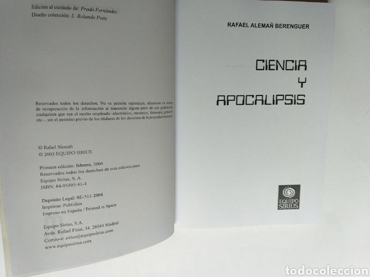 Libros de segunda mano de ciencias: Ciencia y Apocalipsis Rafael Alem&aacute;n . . Temas f&iacute;sica - Foto 7