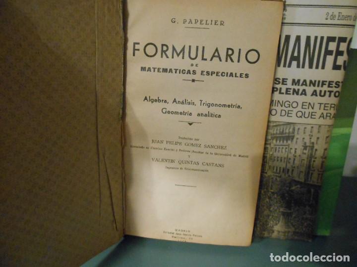 Libros de segunda mano de ciencias: FORMULARIO DE MATEMATICAS ESPECIALES - G. PAPELIER - Foto 1