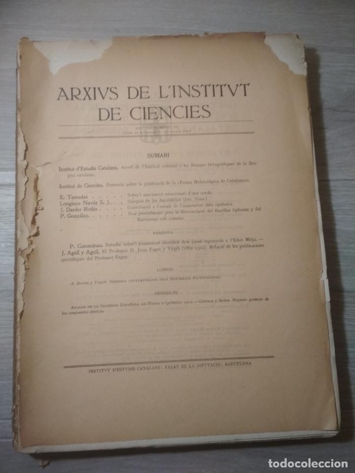 Libros de segunda mano: Arxius de l&rsquo;Institut de Ci&egrave;ncies Any I N&uacute;mero I - Foto 1
