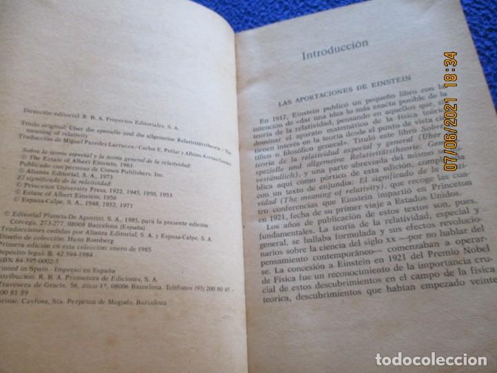 Libros de segunda mano de ciencias: El Significado de la Relatividad Albert Einstein Planeta-Agostini 1985 - Foto 3
