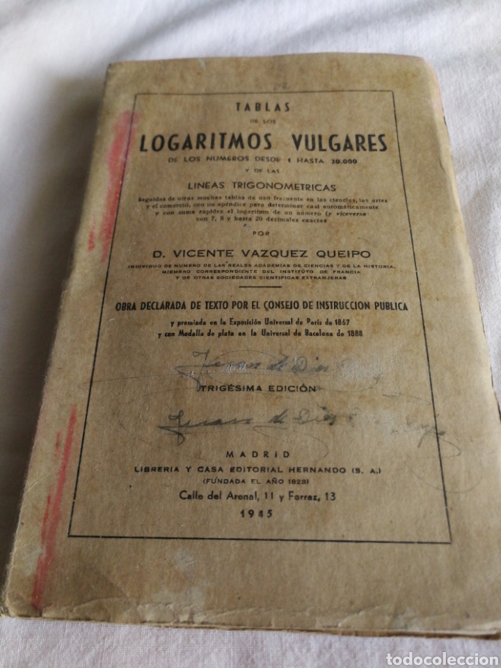 Libri di seconda mano: TABLAS LOGARITMOS Y L&Iacute;NEAS TRIGONOM&Eacute;TRICAS, A&Ntilde;O 1945,SIN ANOTACIONES EN INTERIOR