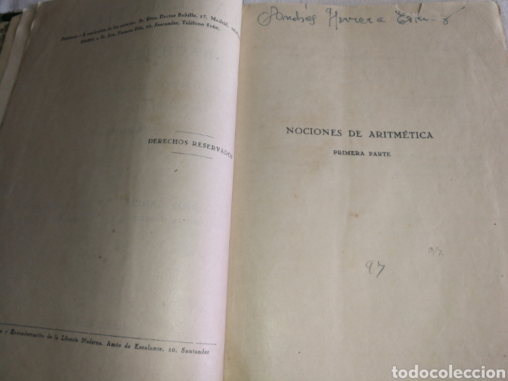 Libros de segunda mano de ciencias: NOCIONES ARITM&Eacute;TICA, A&Ntilde;O 1954,1&deg;EDICION. - Foto 2