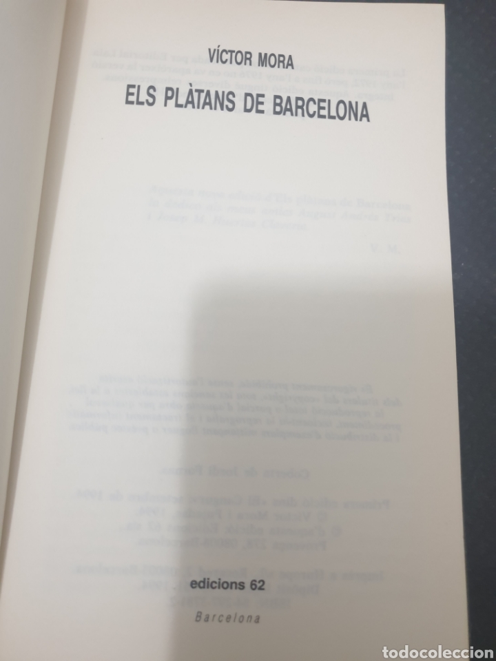 Libros de segunda mano: Els platans de Barcelona, 1994, V&iacute;ctor mora - Foto 5