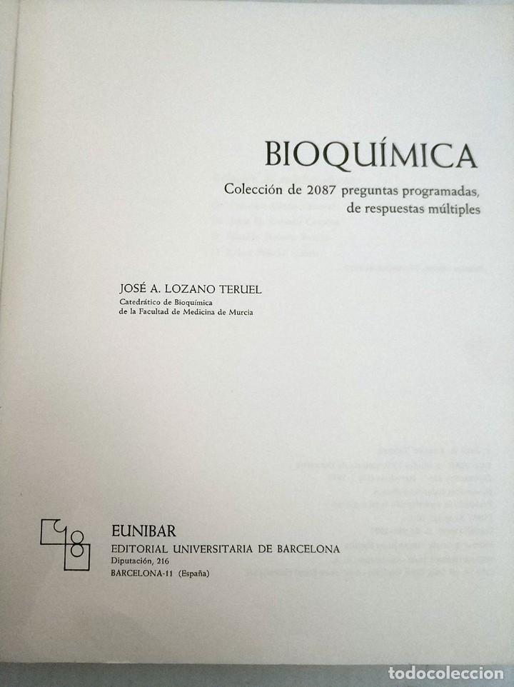 Libros de segunda mano de ciencias: Libro Bioquimica Coleccion de 2087 preguntas programadas de respuestas m&uacute;ltiples - Eunibar - Foto 2