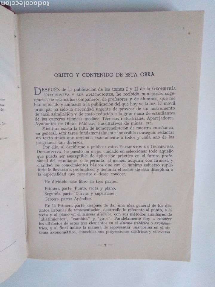 Libros de segunda mano de ciencias: Elementos de Geometr&iacute;a descriptiva / &Aacute;ngel Taibo Fern&aacute;ndez - Foto 4