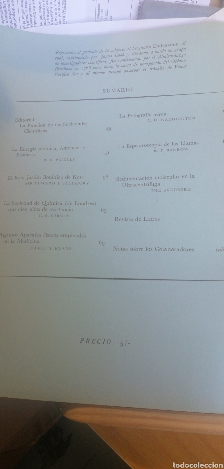 Gebrauchte B&uuml;cher der Wissenschaften: Endeavour. Vol VI Num 22 1947. Energia atomica amenaza y promesa.