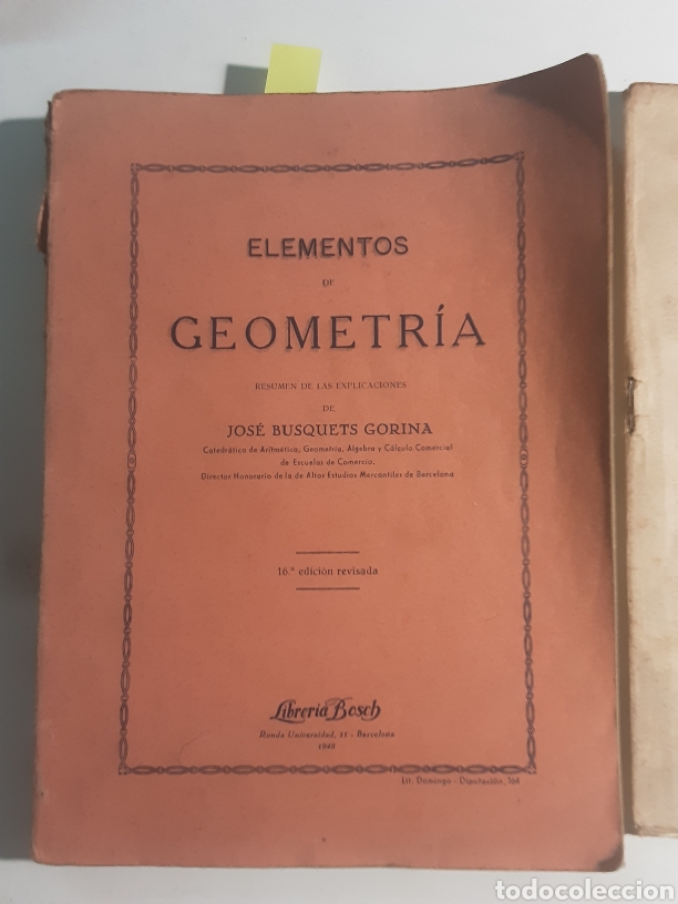 Libros de segunda mano de ciencias: Elementos de geometr&iacute;a. Jos&eacute; Busquest Gorina. 1948 - Foto 1