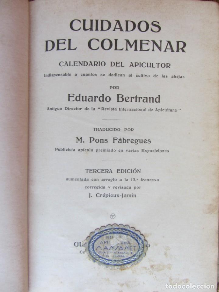 Libros de segunda mano: CUIDADOS DEL COLMENAR. E. BERTRAND. ED.GUSTAVO GILI. 3&ordf;EDICI&Oacute;N. - Foto 2