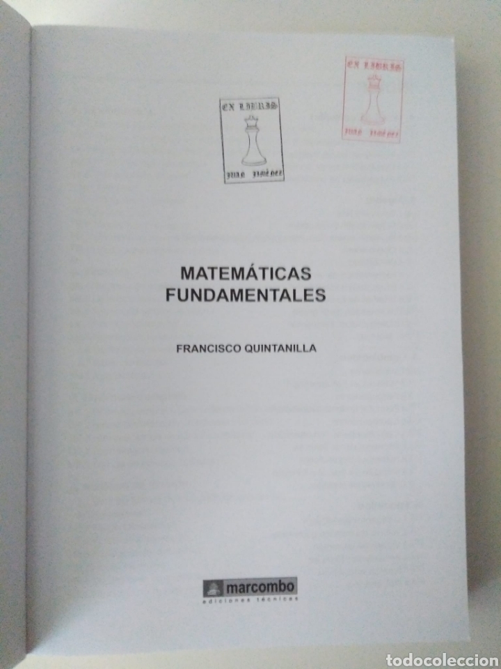 Libros de segunda mano de ciencias: Matem&aacute;ticas fundamentales / Fernando Quintanilla - Foto 3