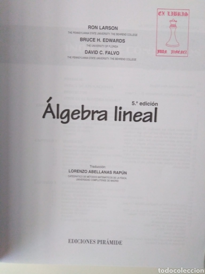Libros de segunda mano de ciencias: &Aacute;lgebra lineal / Ron Larson, Bruce H. Edwards, David C. Falvo - Foto 3