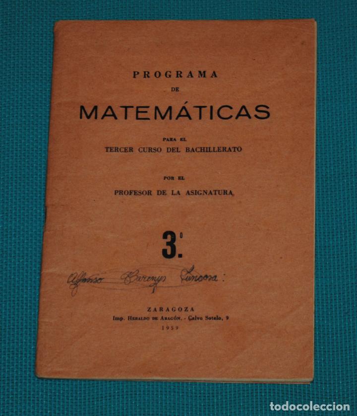 Libros de segunda mano de ciencias: Programa de matem&aacute;ticas para el tercer curso de bachillerato - Foto 1
