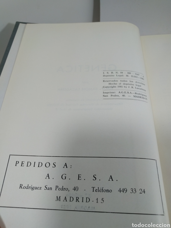 Libros de segunda mano de ciencias: Gen&eacute;tica. 3ra edici&oacute;n. Juan Ram&oacute;n Lacadena. - Foto 3