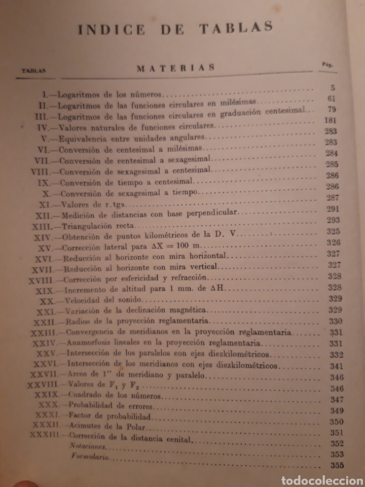 Libros de segunda mano de ciencias: TABLAS DE LOGARITMOS Y TOPOGRAFIAS ESTADO MAYOR DEL EJERCITO - 1 EDICION - Foto 6