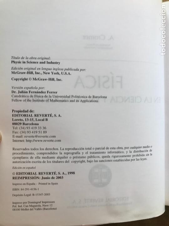 Libros de segunda mano de ciencias: F&Iacute;SICA EN LA CIENCIA Y EN LA INDUSTRIA. A. CROMER. - Foto 3