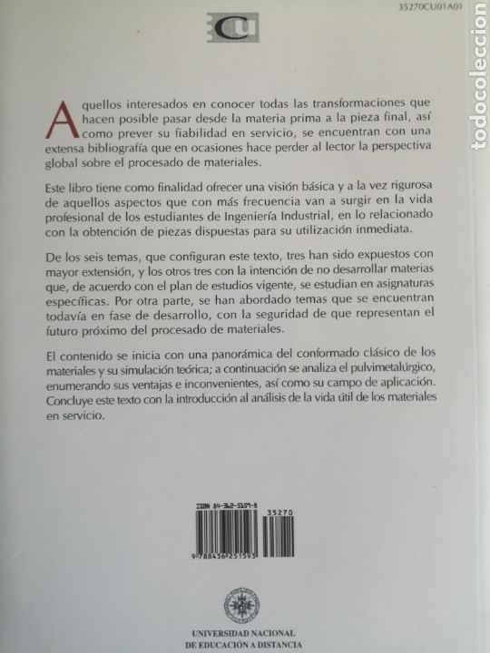 Libros de segunda mano de ciencias: PROCESADO Y PUESTA EN SERVICIO DE MATERIALES. UNED - Foto 2