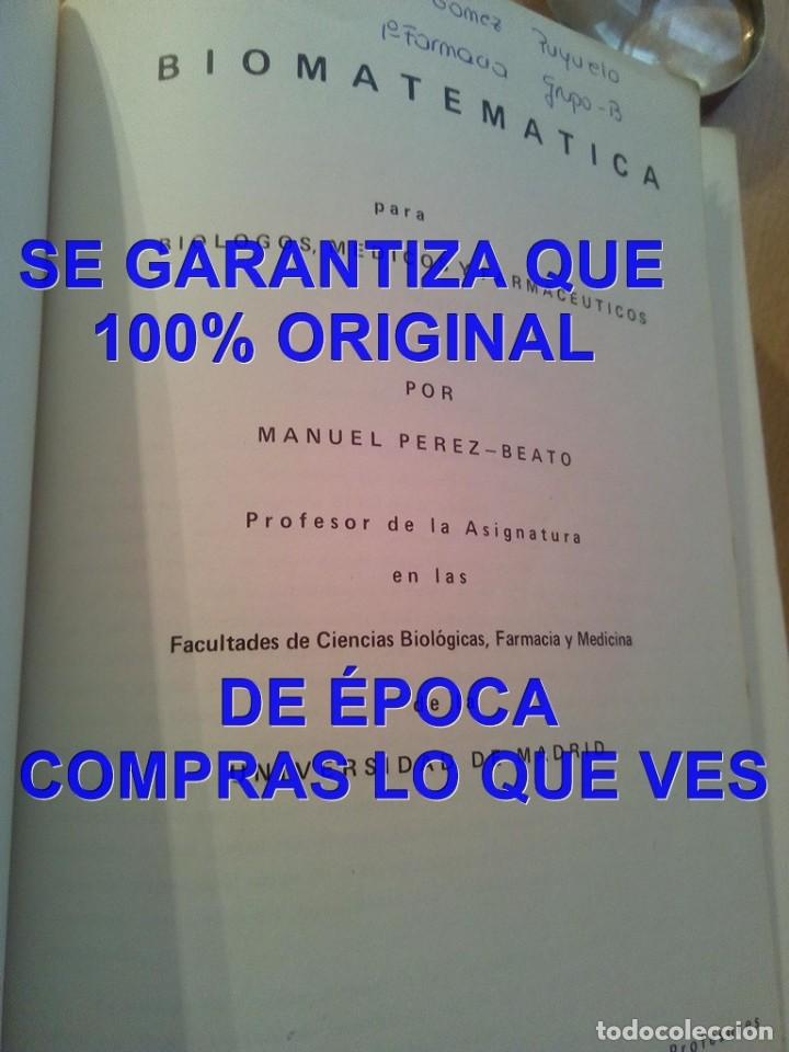 Libros de segunda mano: Libro Biomatematica Manuel P&eacute;rez Beato U77 - Foto 2