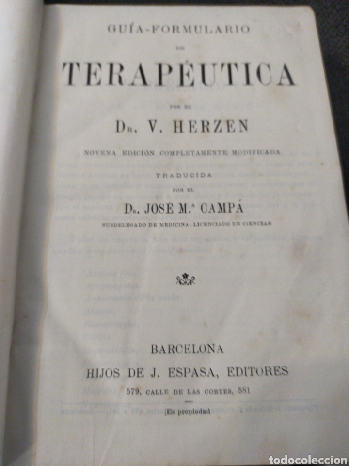 Libros de segunda mano de ciencias: Guia formulario de terap&eacute;utica V.HERZEN - Foto 2