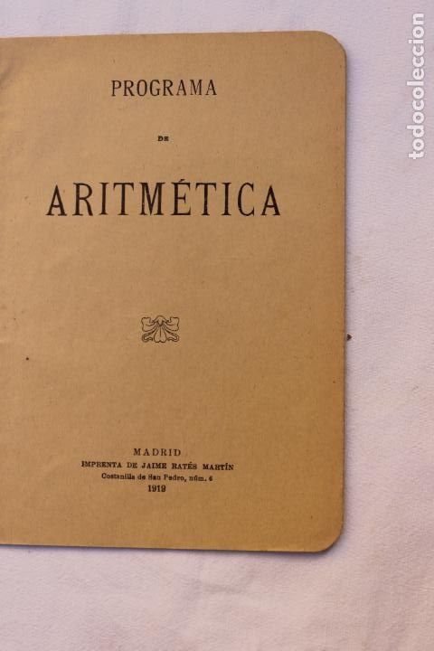Libros de segunda mano de ciencias: PROGRAMA DE ARITMETICA, MADRID 1919 - Foto 3