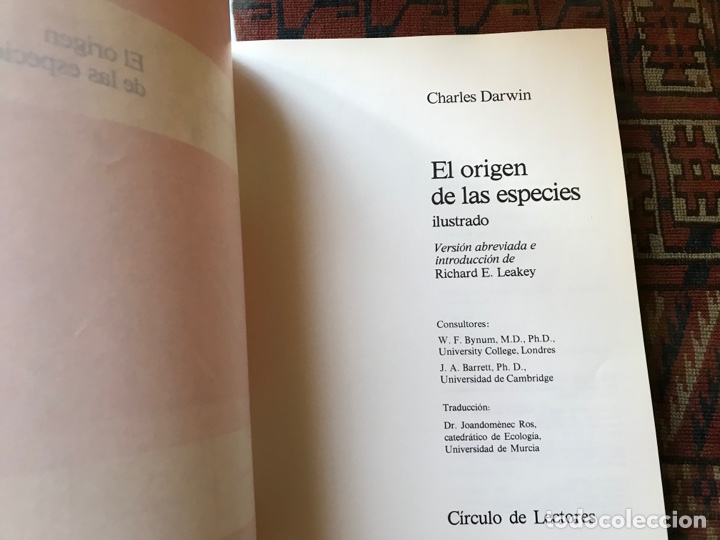Libros de segunda mano: El origen de las especies. Charles Darwin. Ilustrado. Versi&oacute;n abreviada. C&iacute;rculo de lectores - Foto 4