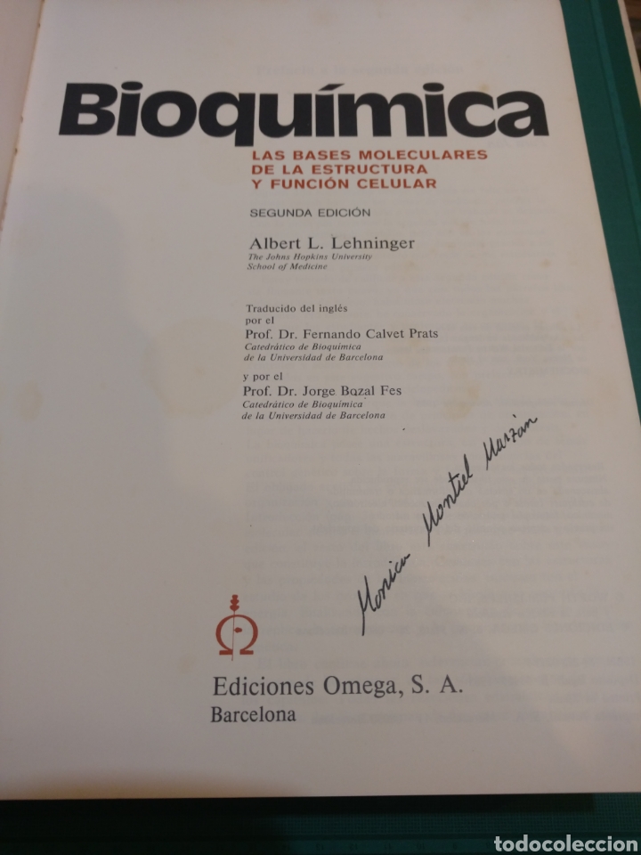 Libros de segunda mano de ciencias: BIOQU&Iacute;MICA .LEHNINGER.2 EDICI&Oacute;N EDICIONES OMEGA 1985 - Foto 2