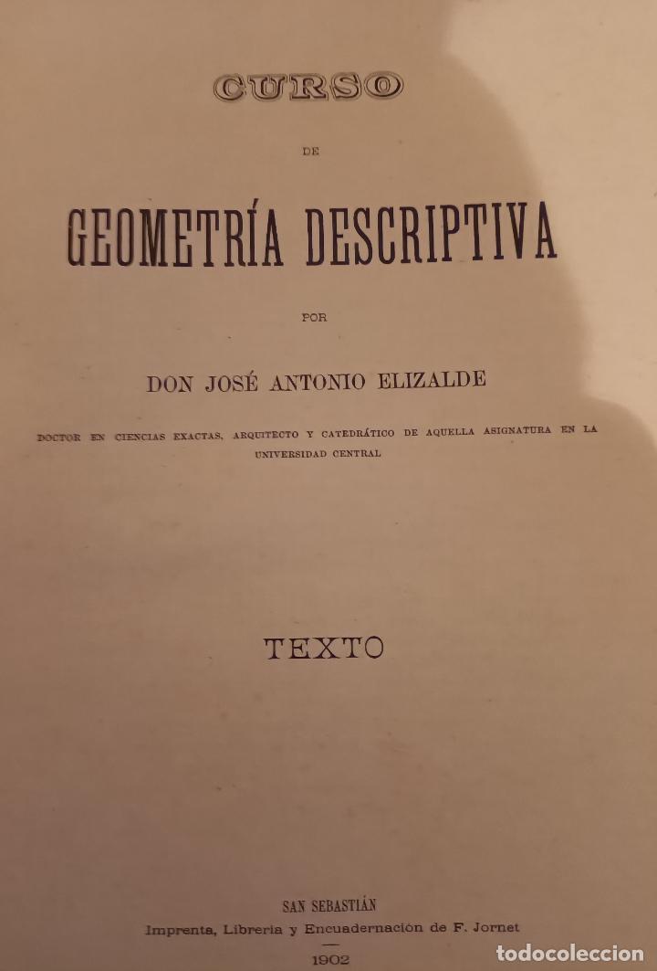 Libros de segunda mano de ciencias: GEOMETRIA DESCRIPTIVA 2 TOMOS TEXTO Y LAMINAS JOSE A ELIZALDE - Foto 3