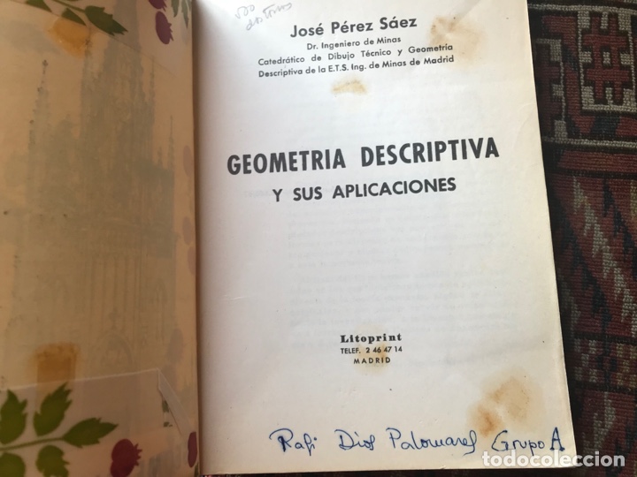 Libros de segunda mano de ciencias: Geometr&iacute;a descriptiva y sus aplicaciones. J. P&eacute;rez S&aacute;ez - Foto 3